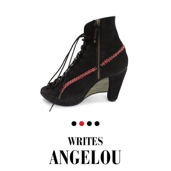 JOHN FLUEVOG-WRITES Angelou-Black Nubuck Leather-Peep-Toe-SZ 7-Excellent - Picture 2 of 11